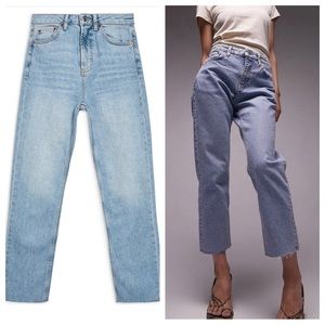 NWT Topshop Raw Hem Crop Straight Leg Jeans